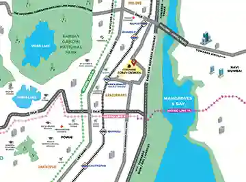 Runwal Meadows location map, Kanjurmarg